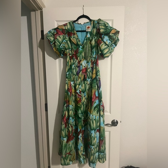 Farm Rio Blue Banana Pingo Midi Dress (SOLD OUT) - Picture 2 of 12
